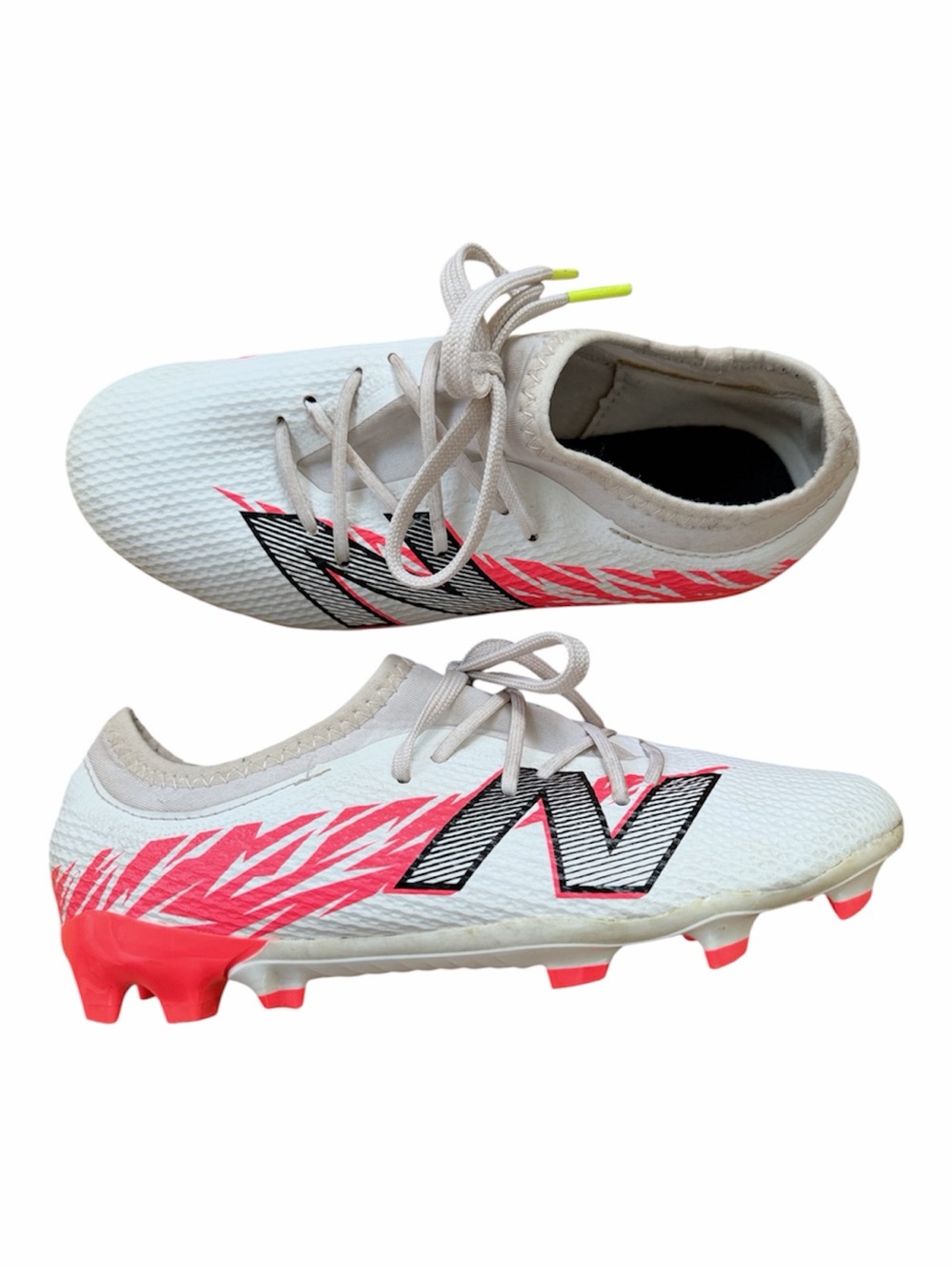 New Balance Kids Furon Team FG V8 White and Red Soccer Cleats